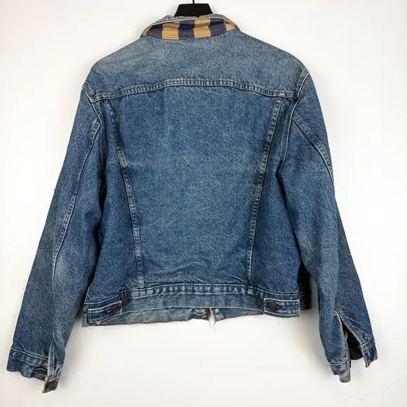 Vintage Levis 70411 Mens Lined Denim Trucker Jacker US Marine Corps Patch - 46 - Picture 8 of 14